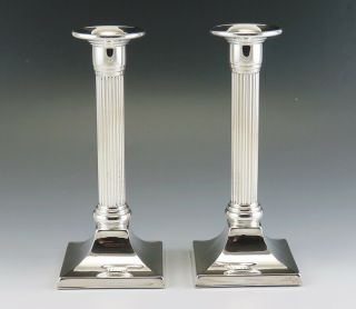 2 Vintage American Sterling Silver Roman Column Style Candlestick Holders 7 "