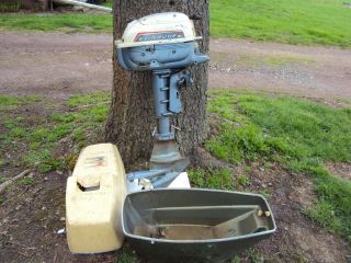 Vintage Evinrude 3 Hp Lightwin Folding Model 3602e Outboard Motor With Case