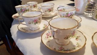 Vintage Royal Albert Bone China Rose tea cup and saucer set with gold trim 8