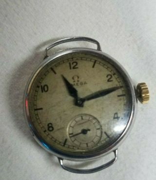 Vintage Omega Military Ww1? Wire Lugs Trench 15 Jewels Wrist Watch