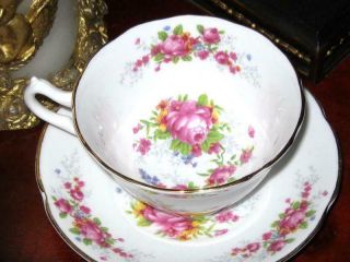 Vintage Collingwood Bone China Pink Roses English Tea Cup & Saucer Set