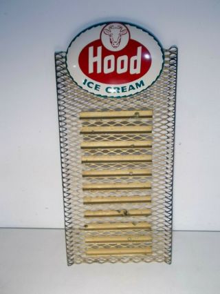 Vintage Porcelain Hood Ice Cream Sign Metal Dairy Menu Board Advertising Cow