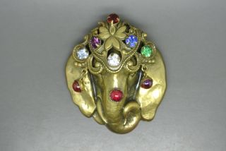 Vintage Joseff Of Hollywood Elephant Gold - Plated Jewelled Brooch
