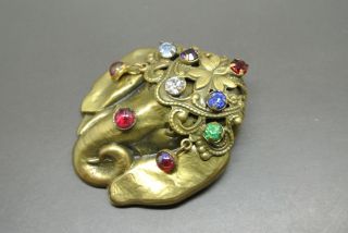 Vintage Joseff of Hollywood Elephant gold - plated jewelled brooch 3