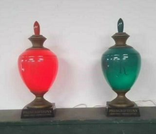 Parke Davis,  Red/green Antique Lighted Pharmaceutical Lamps,  C1950