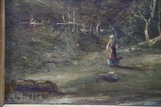 Antique J Dupre European Landscape With Shepard Oil Painting