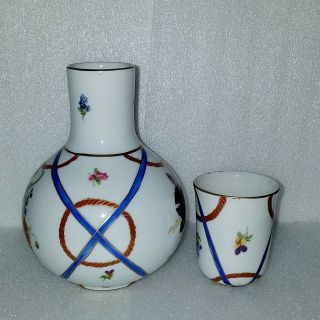 ELIOS Hand Painted Peint Main Porcelain 2pc Bedside Water Carafe & Cup TUMBLEUP 4