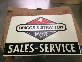 Rare Vintage Briggs & Stratton " Sales - Service " Metal Sign.  Double - Sided