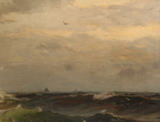 190 Antique FRANK K M REHN American Maritime Ocean Seascape Oil Painting,  NR 5