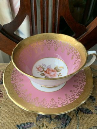 Vintage Gilt/pink/rose,  Cup & Saucer,  Royal Grafton,  Fine Bone China,  England