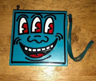 Vintage 1985 Keith Haring Radio 3 Eyed Face Pop Art Blue Graffiti Box ‘80s
