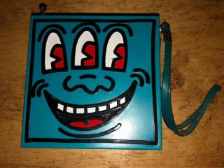 Vintage 1985 Keith Haring Radio 3 Eyed Face Pop Art Blue Graffiti Box ‘80s 4