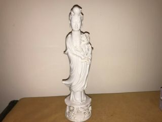 Early Quan Yin Chinese Tall Porcelain Figure - Blanc De Chine