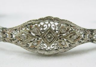 14k White Gold Filigree And Diamond Bracelet 9.  0 Grams Antique Art Deco 1920 