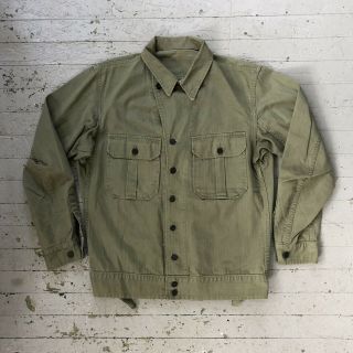 Vintage Ww2 Us Army Hbt 13 Star Button Olive Drab Field Shirt Mens Medium