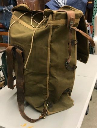 Vtg Abercrombie & Fitch Ny Canvas & Leather Rucksack Bag 1930s Scarce Antique Xl