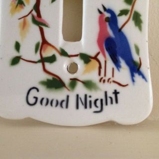 VINTAGE CERAMIC SINGLE LIGHT SWITCH COVER W/ BLUEBIRDS CIRCA 1950 ' s 3