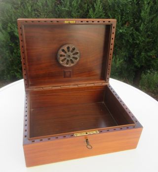 Vintage Wooden Humidor Dunhill Paris Cigar Box Case With Key