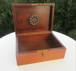 Vintage wooden Humidor Dunhill Paris Cigar box case with key 3