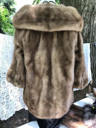 Vintage Designer Mink Shaw,  Coat And Vest.  And 2 Collars.  Estate. 6