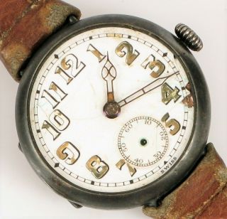 Antique Gallet & Co Swiss 935 Sterling Silver Transitional Trench Watch Wwi Era