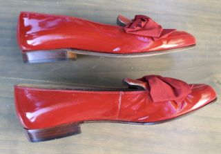 Rare Vintage Gucci Women’s Red Bow Flat Shoes Slip - Ons Size 39 B Italy 10