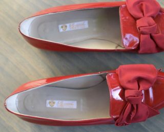 Rare Vintage Gucci Women’s Red Bow Flat Shoes Slip - Ons Size 39 B Italy 3