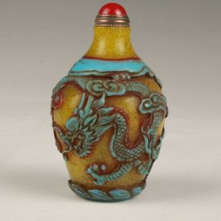 Coloured Glaze Snuff Bottle Statue Hand - Carved Sacred Dragon Mascot Gift Z