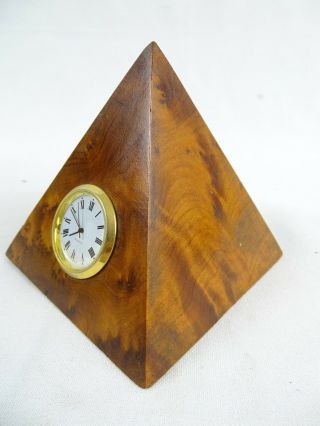 Walnut Pyrimid shaped desk clock & 2 Fine Wood Pens inc Tasmanian Oak 3