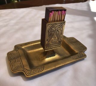 Vintage Tiffany Studios Match Holder In The Chinese Pattern