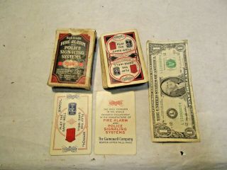 Antique Gamewell Co.  Fire Alarm Police Call Box Advertising Playing Cards W Box