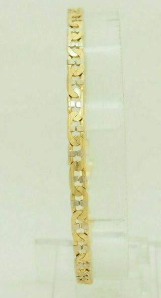 Vintage Solid 18K/750 Two - Toned Gold 4mm Gucci Link Mens Bracelet - 7.  75 