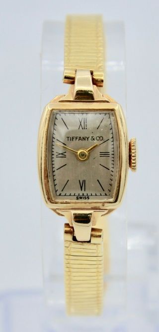 Vintage 14k Gold Tiffany & Co.  Watch With 18k Gold Band Concord Movement Women 