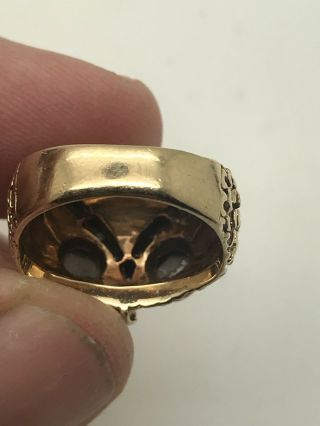 14k Y Gold Owl Ring W/ Diamonds And Black Star Sapphire Eyes 600.  Appraisal 12