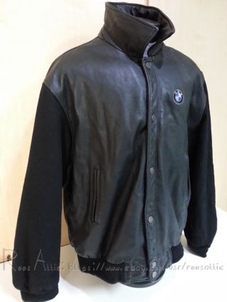 Vintage BMW Lifestyle Leather Jacket with Stitched Logo: Black - XXL/2XL 2
