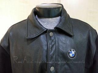 Vintage BMW Lifestyle Leather Jacket with Stitched Logo: Black - XXL/2XL 5
