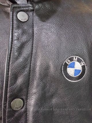 Vintage BMW Lifestyle Leather Jacket with Stitched Logo: Black - XXL/2XL 6
