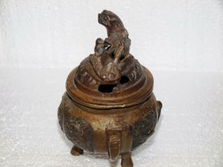 Antique/Vintage Bronze/Brass Tripod Incense Burner Chinese?? 3
