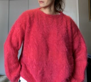 Vintage Patricia Roberts Handknit Angora Sweater Size L Rare