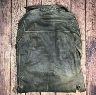 Vintage Eddie Bauer Men ' s Leather Jacket Distressed Button Down Coat XXL Tall 7