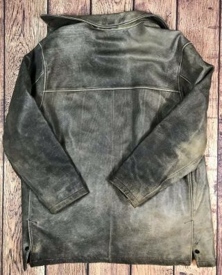 Vintage Eddie Bauer Men ' s Leather Jacket Distressed Button Down Coat XXL Tall 8