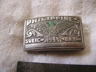 Vintage Philippines Belt Buckle Subic Bay 1945