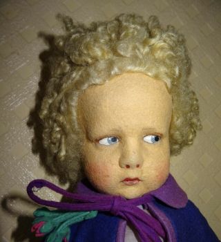 Antique Doll In Felt Lenci State Clothes (15,  75 Inche