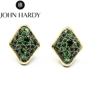 Nyjewel John Hardy 925 Sterling Silver 18k Gold Green Gemstone Earrings