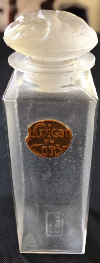 STUNNING RARE 1920 ' S SIGNED COTY L ' ORIGAN LALIQUE PERFUME BOTTLE 5 1/4 IN 7