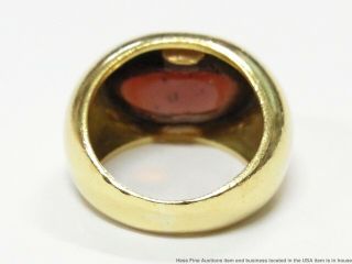 Vintage Heavy 18k Gold Red Garnet Ring Italian Made Large 6.  45ct Solitaire Sz 4 5