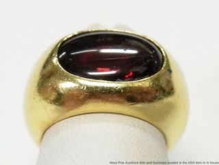 Vintage Heavy 18k Gold Red Garnet Ring Italian Made Large 6.  45ct Solitaire Sz 4 8