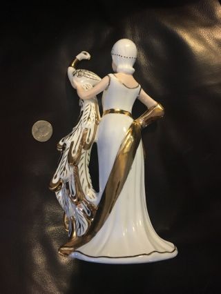 KPM Porcelain Regal Woman With Peacock Figurine,  9 