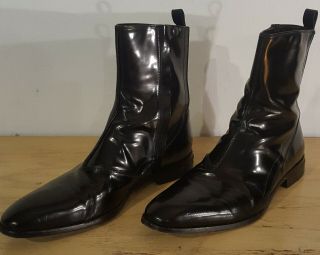 Gianni Versace Rare Vintage Mens Blk High Polish Leather Ankle Boots Us9 Eu42