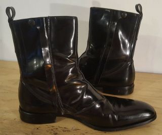 GIANNI VERSACE RARE VINTAGE MENS BLK HIGH POLISH LEATHER Ankle Boots US9 EU42 4